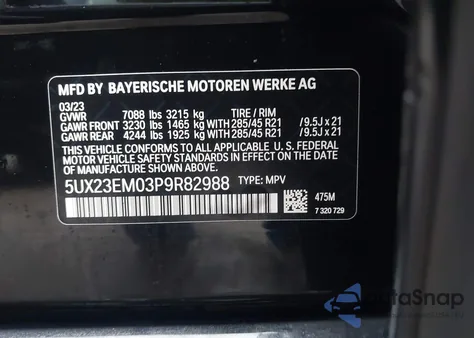 2023 BMW X7 xDrive40I z USA, uszkodzony, nr VIN 5UX23EM03P9R82988